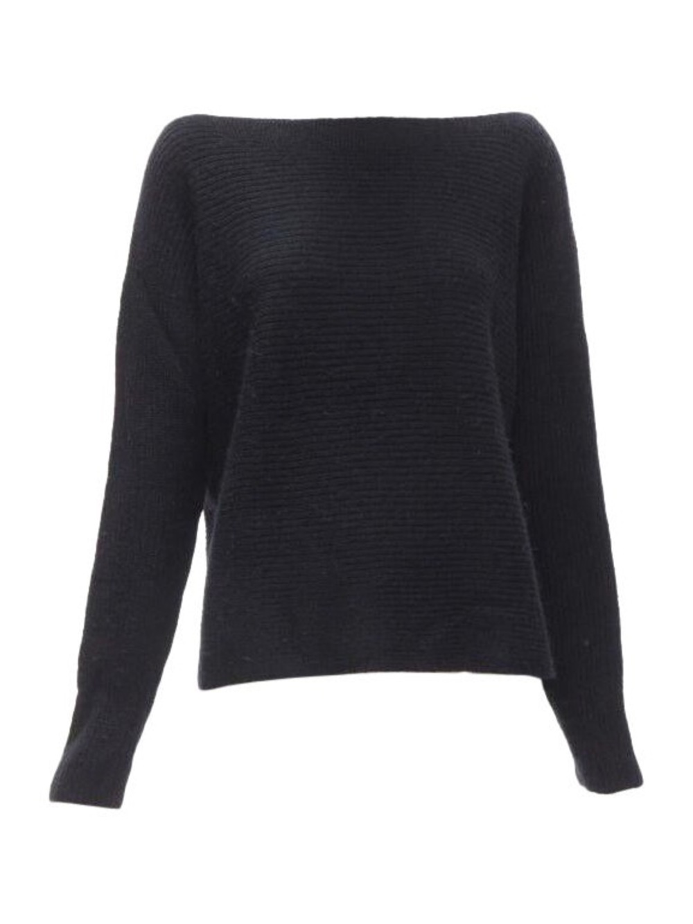 VINCE black merino wool blend boat wide boat neck high low sweater